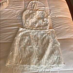 White Sequin 2 piece skirt and tank